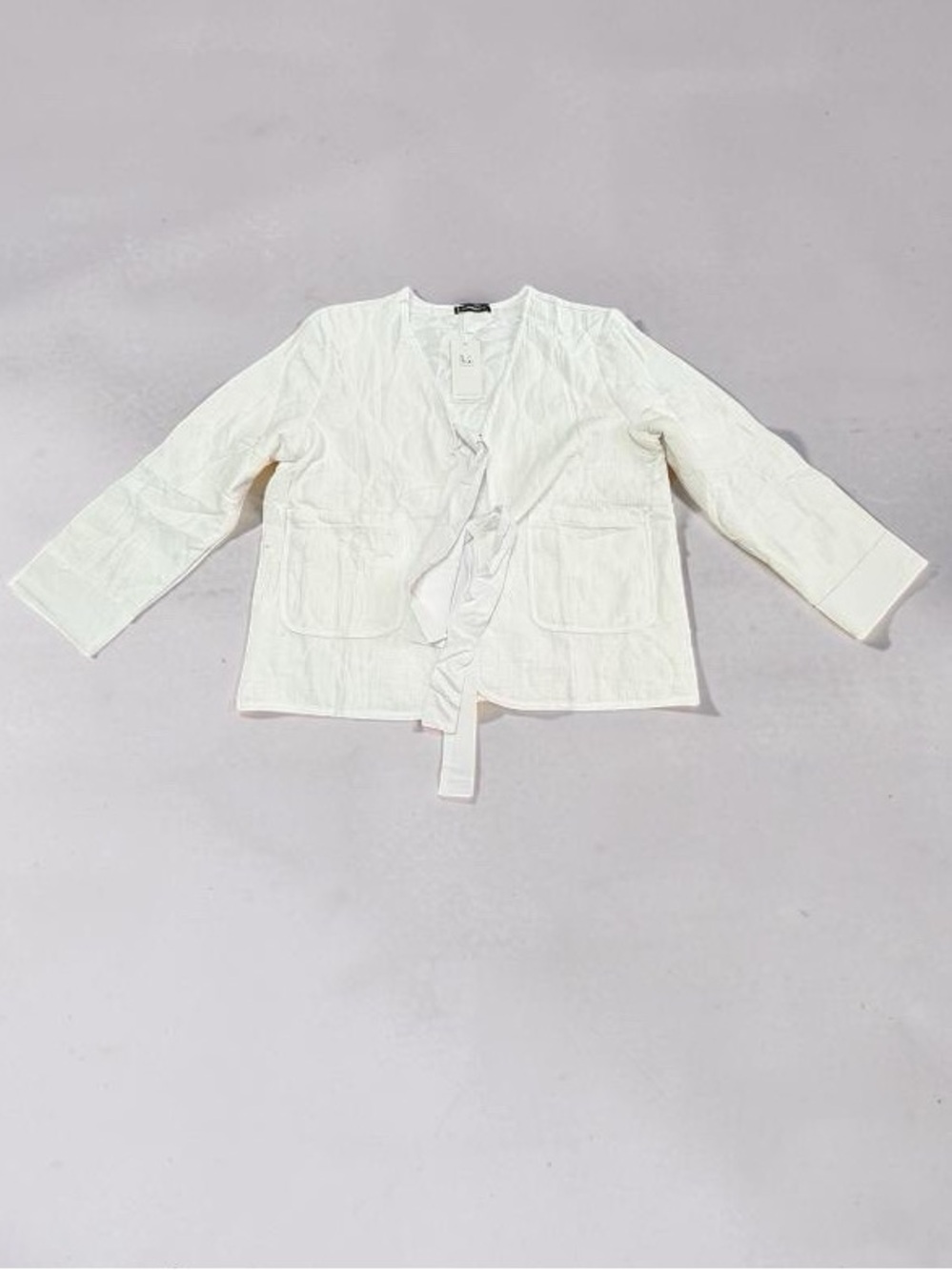 Women’s Cream Tie-Front Blazer with Patch Pockets - Picture 4 of 10